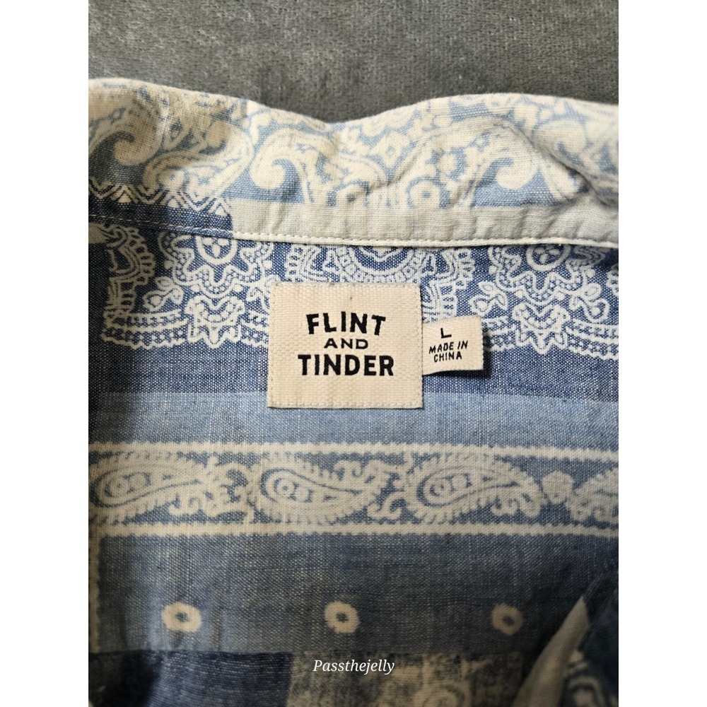 Men's Blue Patchwork Casual Button Down Shirt - image 5